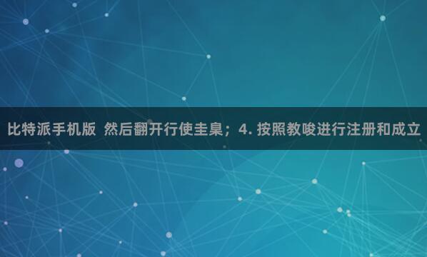 比特派手机版  然后翻开行使圭臬；4. 按照教唆进行注册和成立